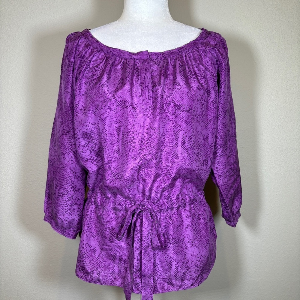 Rebecca Taylor Purple Silk Peplum Blouse Size 2